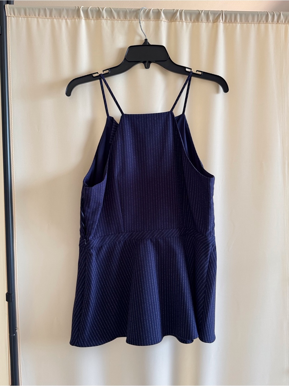 Banana Republic Navy Pinstripe Notch-Neck Peplum Cami women - Picture 2 of 11